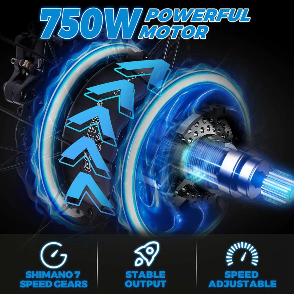 Ecotric Hammer Off Road Ebike – 750W Retro Fat Tire Trail Cruiser
