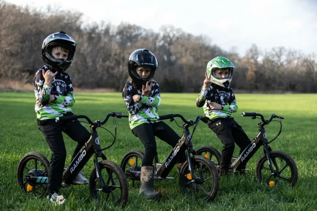 Rambo LIL WHIP 13″ Kids Electric Bike – Adjustable Speeds, Parental Remote, Off-Road Tires